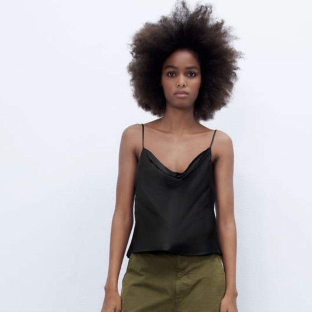 EUC Zara Satin Effect Black Cami size small - Picture 3 of 8